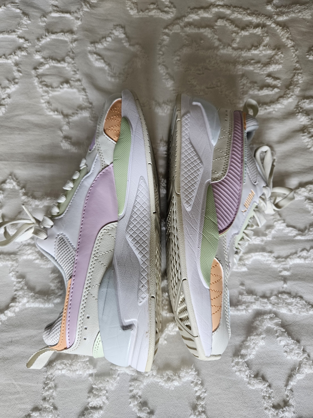 PUMA Women’s 8.5 Pastel Colorblock Chunky Sneakers Lavender Mint Peach - Picture 3 of 8